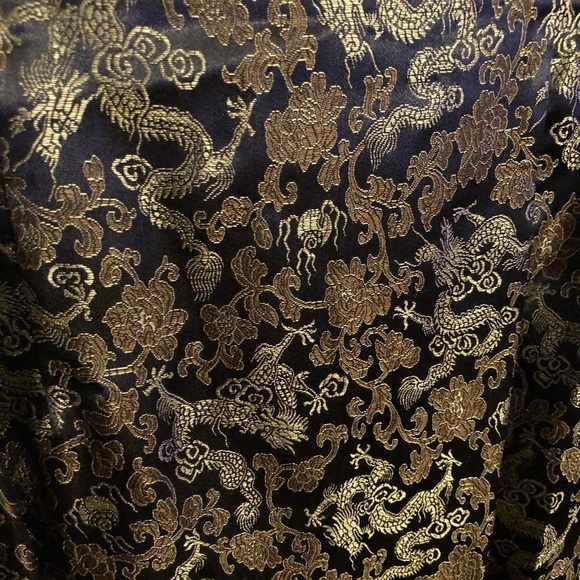 Black & gold size 10 asian print pencil skirt with side slits - Picture 5 of 15